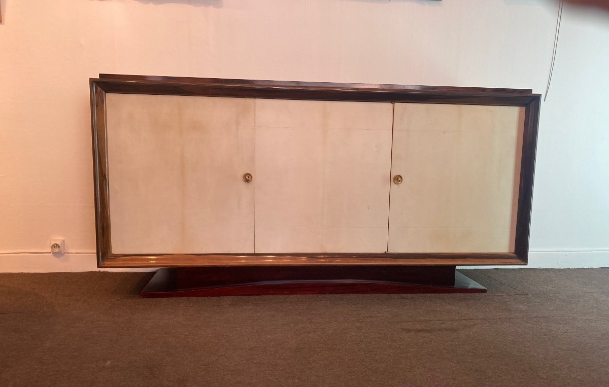Art Deco Sideboard In Parchment And Macassar Ebony-photo-1